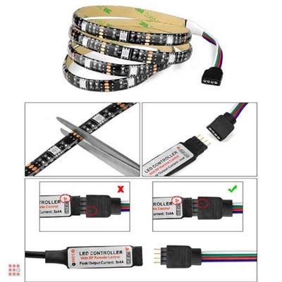 Лента диодная 3м. 30LED/5050 RGB от USB управление с телефона