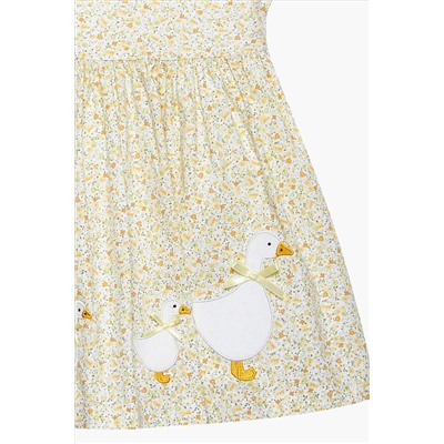 Trotters London Little Yellow Floral Petal Collar Cotton Duck Dress