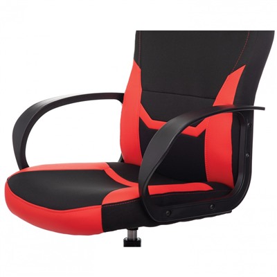 Кресло компьютерное BRABIX Alpha GM-018 ткань/экокожа черное/красное 532637 (1)