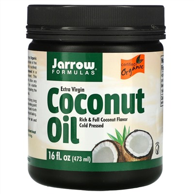 Jarrow Formulas, органическое кокосовое масло холодного отжима, отжатое шнековым прессом, 473мл (16жидк.унций)