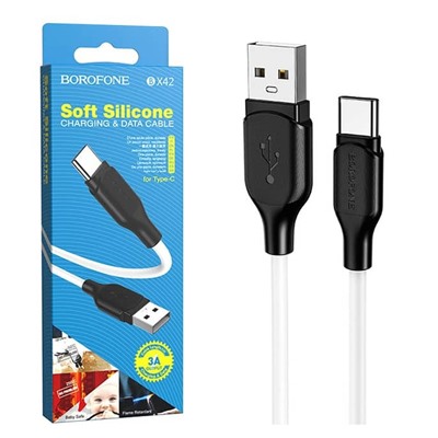 Кабель USB - TypeC BOROFONE BX42 Silicone (белый) 1м