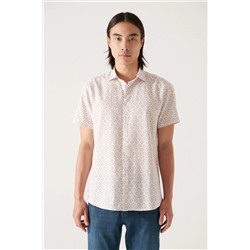 Мужская хлопковая рубашка с коротким рукавом с геометрическим принтом и камнями A21y2095