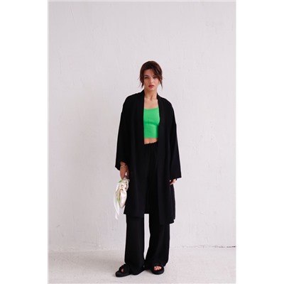 9536 Костюм из кимоно и брюк-палаццо чёрный