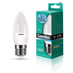 Нарушена упаковка.   Светодиодная лампа E27 12W 4500К (белый) C35 Camelion  (13690) LED12-C35/845/E27