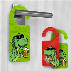 Табличка на дверь "Динозавр с пивом"