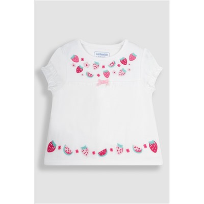 JoJo Maman Bébé Strawberry Embroidered Jersey Pyjamas