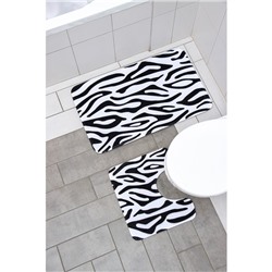 Набор ковриков для ванной и туалета Доляна «Зебра», 2 шт, 40×45 см, 50×80 см
