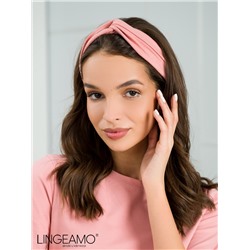 Трикотажная повязка на голову LINGEAMO пудрово-розовая ТИ-01 (102)