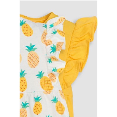 JoJo Maman Bébé 2-Pack Pineapple & Frill Shoulder T-Shirts