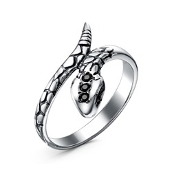 Кольцо Змея из серебра с фианитами