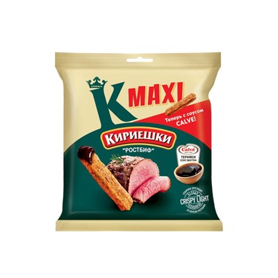 «Кириешки Maxi», сухарики со вкусом «Ростбиф» и с соусом терияки «Calve», 75 г