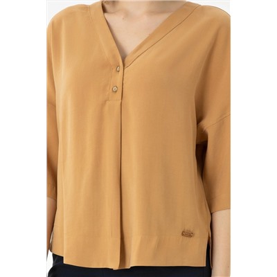 Женская рубашка светло-коричневого цвета с коротким рукавом Неожиданная скидка в корзине