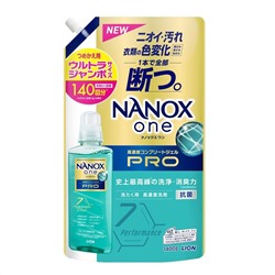 LION Жидкое средство "Top Nanox One PRO" для стирки (максимальное отстирывающее и дезодорирующее действие + сохранение цвета + защита от повреждений, суперконцентрат) 1400 г, мягкая упаковка с крышкой / 6