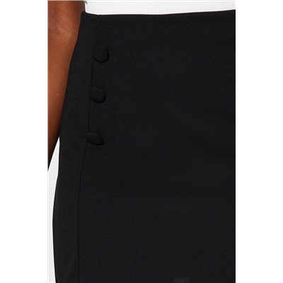 Черная эластичная трикотажная юбка-карандаш с деталью на пуговицах и мини-крепом TWOAW24ET00025