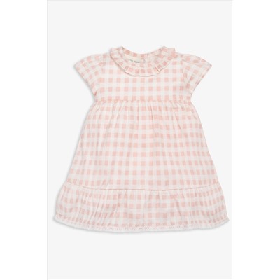 The Little Tailor Baby Pink Cotton Gingham Dress & Bloomer Set