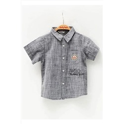 Серая рубашка с карманами для маленьких мальчиков с рисунком K-61m1mba81 K-61M1MBA81