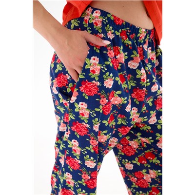 Пижама из джемпера и брюк из кулирки Жасмин красная роза макси