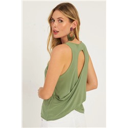 Женская мятная блузка с перекрестием на спине YZ1029