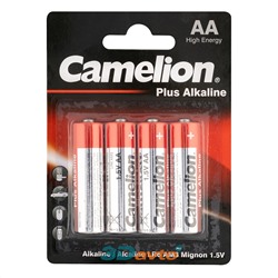 Батарейка AA Camelion Plus Alkaline BL4 LR6 (LR6-BP4, батарейка,1.5В) комплект 4шт
