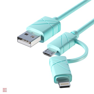 Кабель для зарядки 2 в 1, iP/Micro USB, 1 м, 2А, 5 цветов