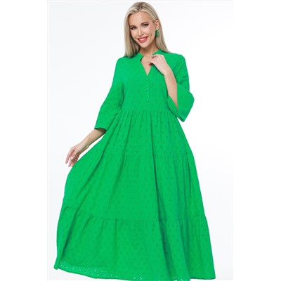 Платье длинное ярко-зелёное
