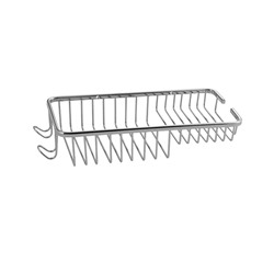 САНАКС - Мыльница решетка, двухсекционная, с крючками, нержавеющая сталь, хромированная, с креплением к стене  ( 1220)