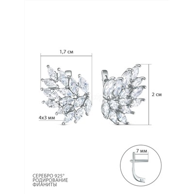 Серьги из серебра с фианитами родированные 925 пробы 04-302-0169-01