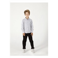 Серая хлопковая рубашка с длинным рукавом для мальчика BHY094