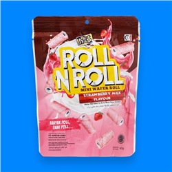 Вафельные роллы Iyes Roll N Roll Mini со вкусом клубники со сливками, 40 г