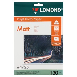 Фотобумага Lomond Ink Jet 130/A4/25 мат.двух.0102039