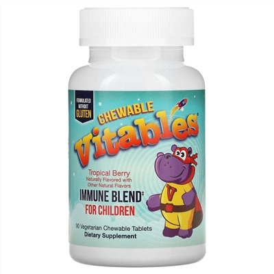 Vitables, жевательная добавка для укрепления детского иммунитета, со вкусом тропических ягод, 90вегетарианских жевательных таблеток