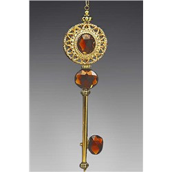 171628 Ключ золотой с  янтарем, 12,7см., (Crystal)