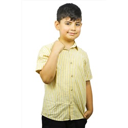 Детская рубашка с короткими рукавами желтого цвета в белую полоску ÇG-ASG116