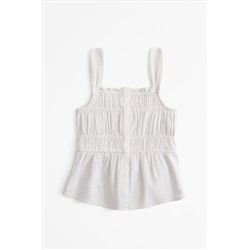 Abercrombie & Fitch Cream Linen Look Smocked Textured Cami Top