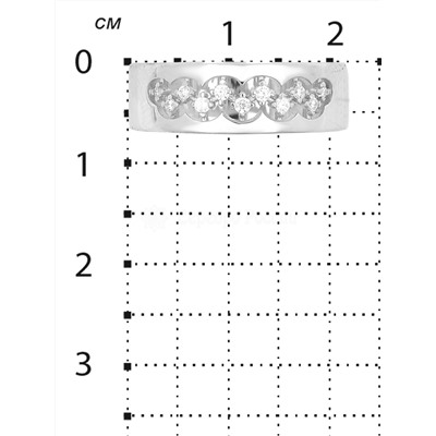 Кольцо из серебра с фианитами родированное 925 пробы к-7217р200