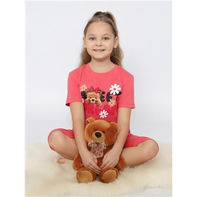 CSKG 50171-25 Пижама для девочки (футболка, бриджи),малиновый
