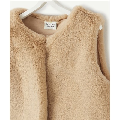 GILET SANS MANCHES BÉBÉ FILLE EN FAUSSE FOURRURE BEIGE