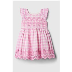 Gap Stripe Eyelet Flutter Sleeve Dress (Newborn-5yrs)