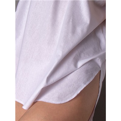 Рубашка-туника женская пляжная с манжетами, белый