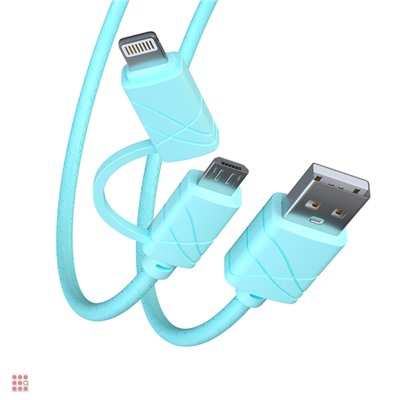 Кабель для зарядки 2 в 1, iP/Micro USB, 1 м, 2А, 5 цветов