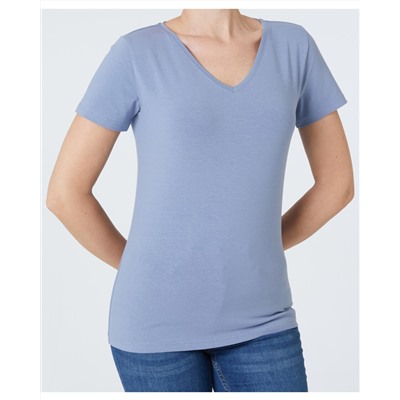 Blaues T-Shirt Janina, V-Ausschnitt