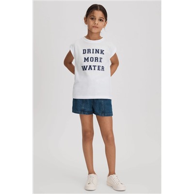 Reiss Tereza Slogan Crew Neck T-Shirt