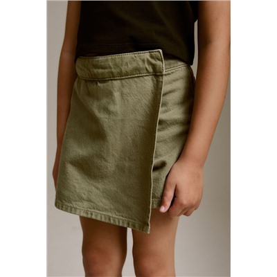 Denim Asymmetric Wrap Skort (3-16yrs)