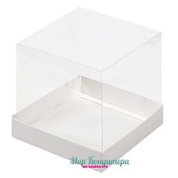 Коробка под торт и кулич с прозрачным куполом 160х160х140 Белая