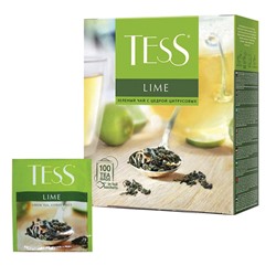 Чай TESS "Lime" зеленый с цедрой цитрусовых, 100 пакетиков в конвертах по 1,5 г, 0920-09