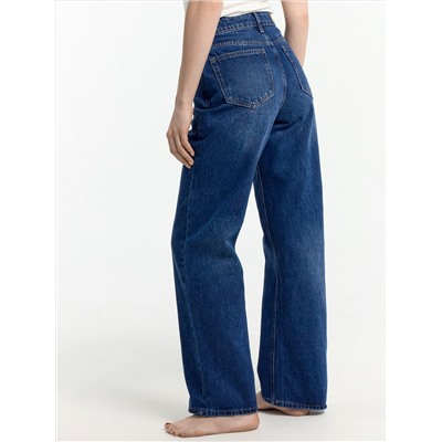 Брюки женские джинсовые wide leg темно-синие