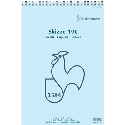 Hahnemuhle Альбом для эскизов на спирали, Лого "Петух", 190г/м2, A3, 50 л