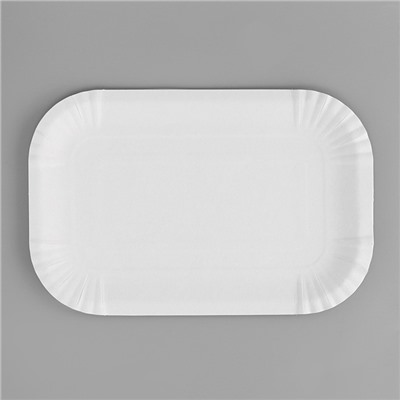 Тарелка одноразовая "Белая" прямоугольная, картон, 13 х 20 см