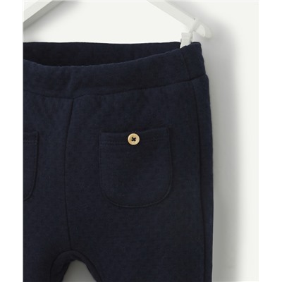 LE PANTALON BLEU MARINE EN REMBOURRAGE RECYCLÉ ET COTON BÉBÉ