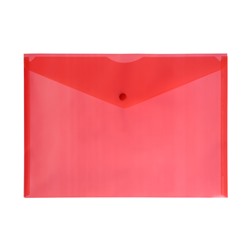 Папка-конверт на кнопке А4, 120 мкм, Calligrata, прозрачная, красная